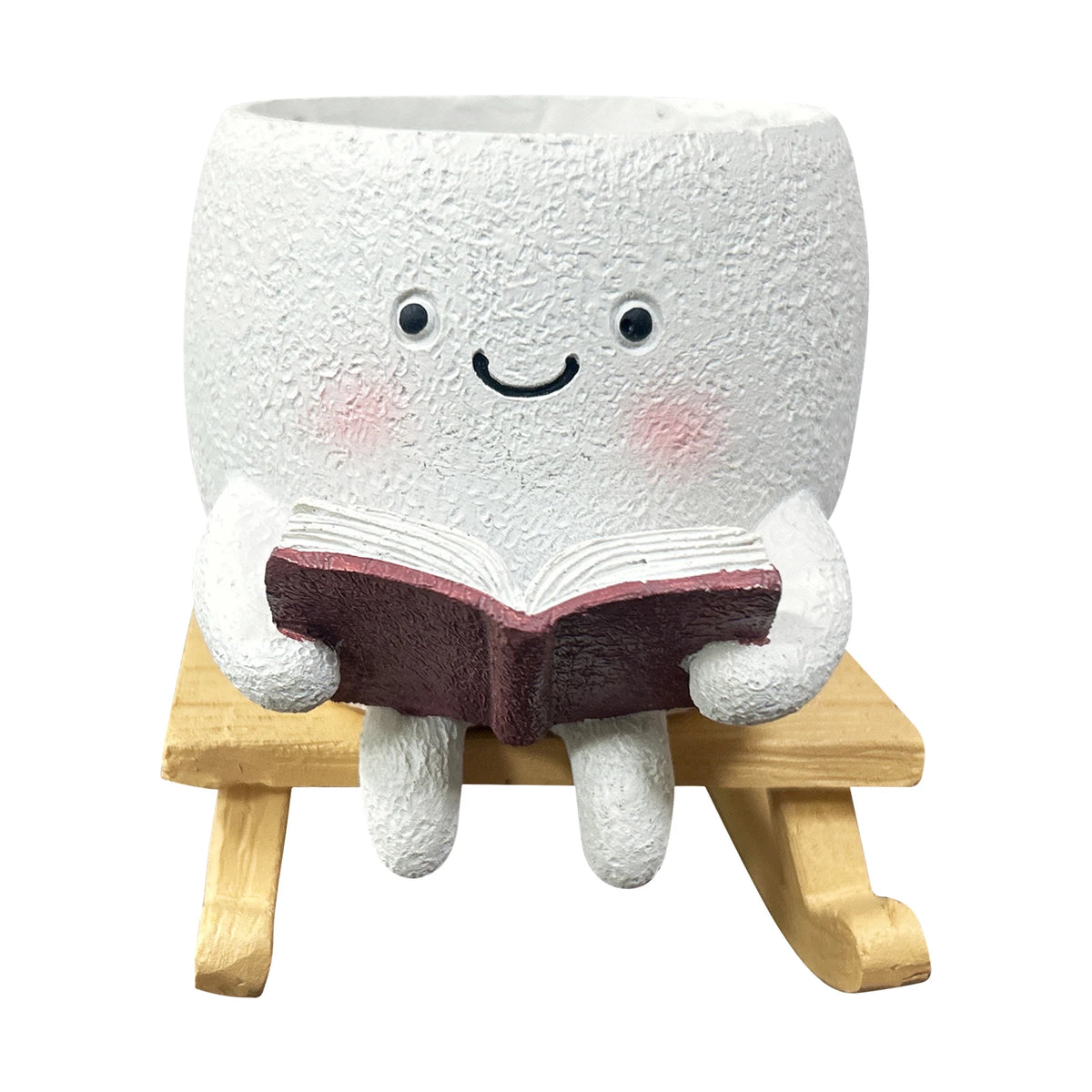 cache pot résine blanc souriant plante artificielle chaise bascule livre miniature décoratifextérieur