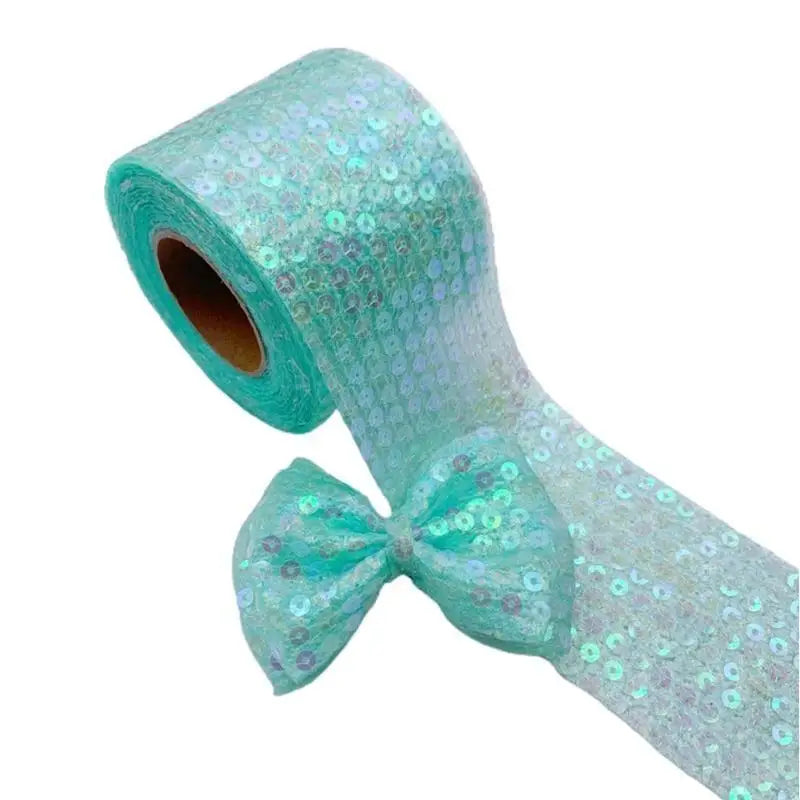 ruban sequins brillants 6cm largeur 10 yards adhésif turquois rose violet bleu élégants festifs