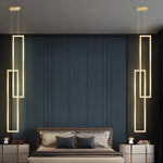 suspension lumineuse moderne rectangle blanc doré lumière chaude neutre led chambre salon
