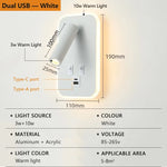 lampe murale led lecture moderne blanc noir cuivre usb projecteur backlight chambre entree