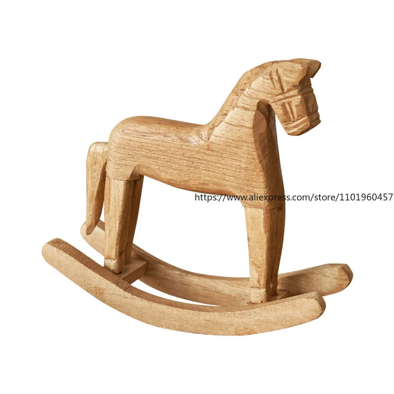 cheval bascule bois sculpté traditionnel décor maison artisanal nature opaque sans fixation 19cm 6.5cm