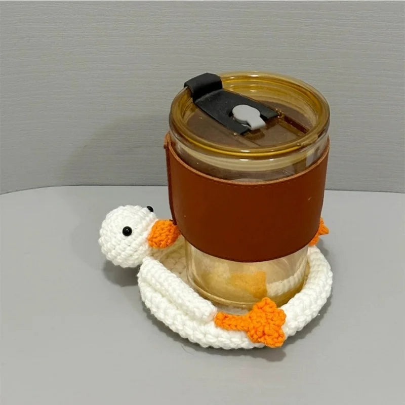 coaster crocheté blanc orange jaune créatif artisanal respectueux environnement maison