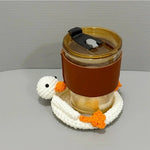 coaster crocheté blanc orange jaune créatif artisanal respectueux environnement maison