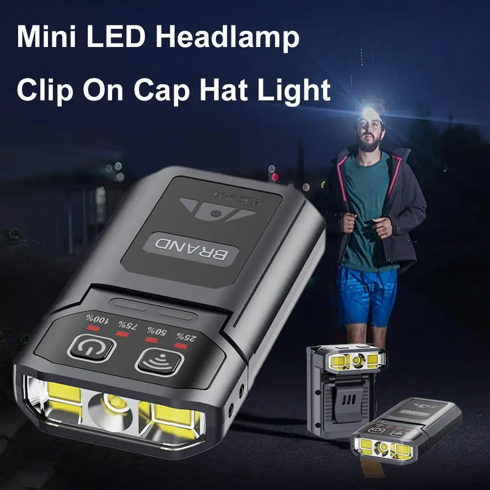 lampe frontale led noire moderne compacte clip usb batterie intégrée indiquateur charge