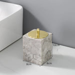 ensemble produits salle bain marbre gris marbré moderne élégant distributeur savon porte gobelets porte