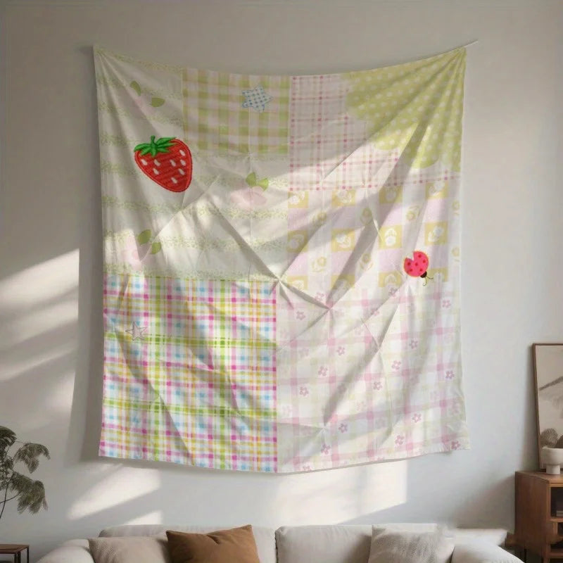 tapisserie vintage patchwork carreaux pois floral rose vert blanc bleu clair tissage imprimé machine