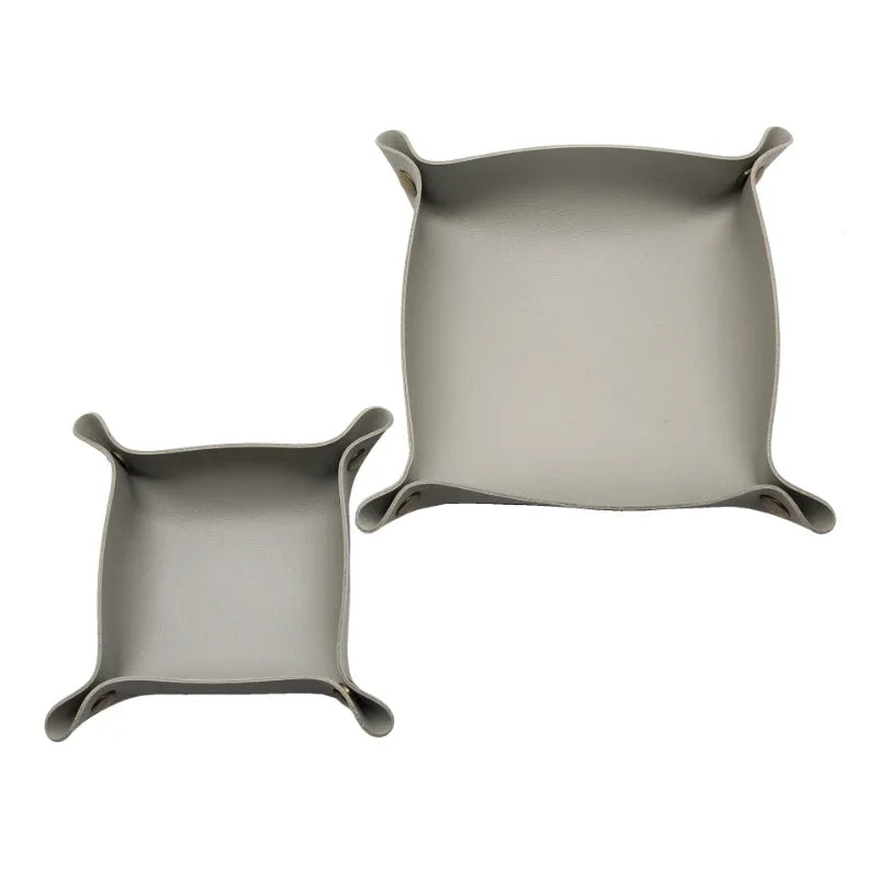 plateau rangement pliable simili cuir moderne orange rose clair vert foncé minimaliste dorés lunettes