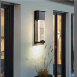 applique murale led moderne noire transparente éclairage induction verre trempé fixations oeilletsextérieur