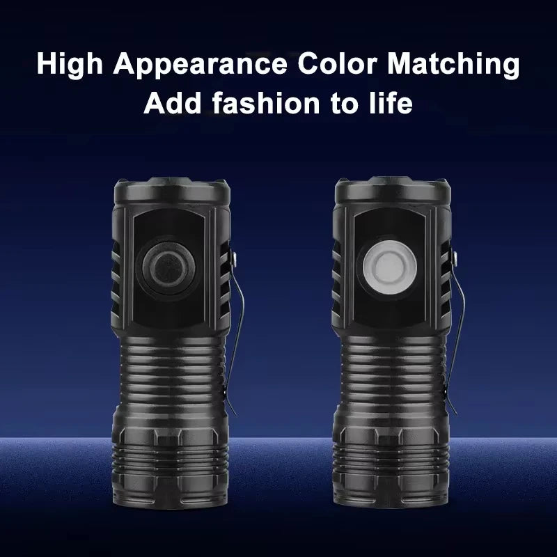 lampe torche rechargeable usb écran numérique zoom porte clés edc noir robuste moderne clips