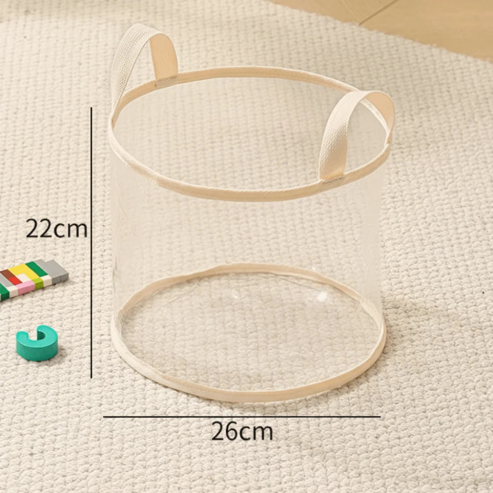 boîtes rangement transparentes modernes réutilisables poignées beige toiles unies grandes capacités