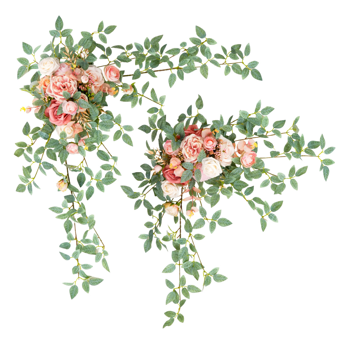 décoration romantique table mariage fleurs artificielles roses feuilles vertes bougies