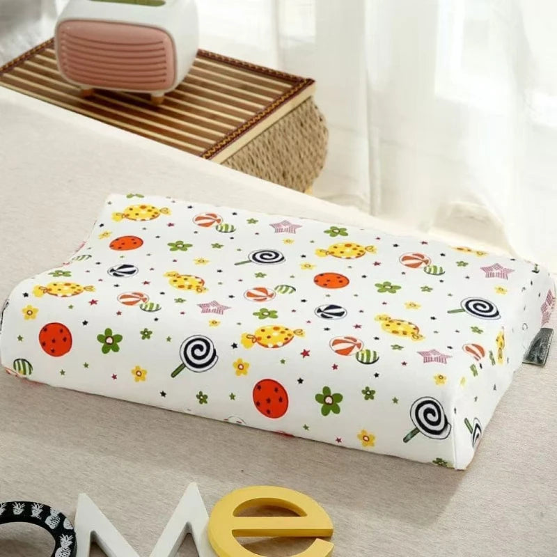 oreiller enfant latex coton motif voitures ours points anti apnée confortable quatre saisons