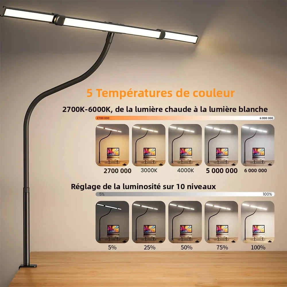 lampe led flexible clip noir blanc moderne sans scintillement USB rechargeable