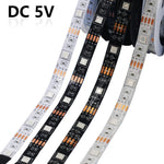 ruban led rgb smd 5v étanche adhésif rétroéclairage tv salon blanc noir flexible