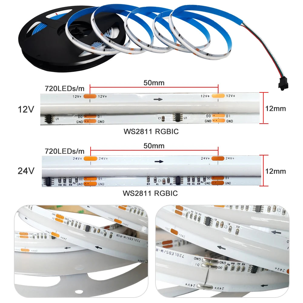 ruban led flexible couleur rvb adhésif double face moderne minimaliste 720 diodes led intégées