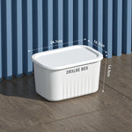 boîtes rangement plastique bleu blanc jaune rayures poignées couvercle moderne respectueux environnement