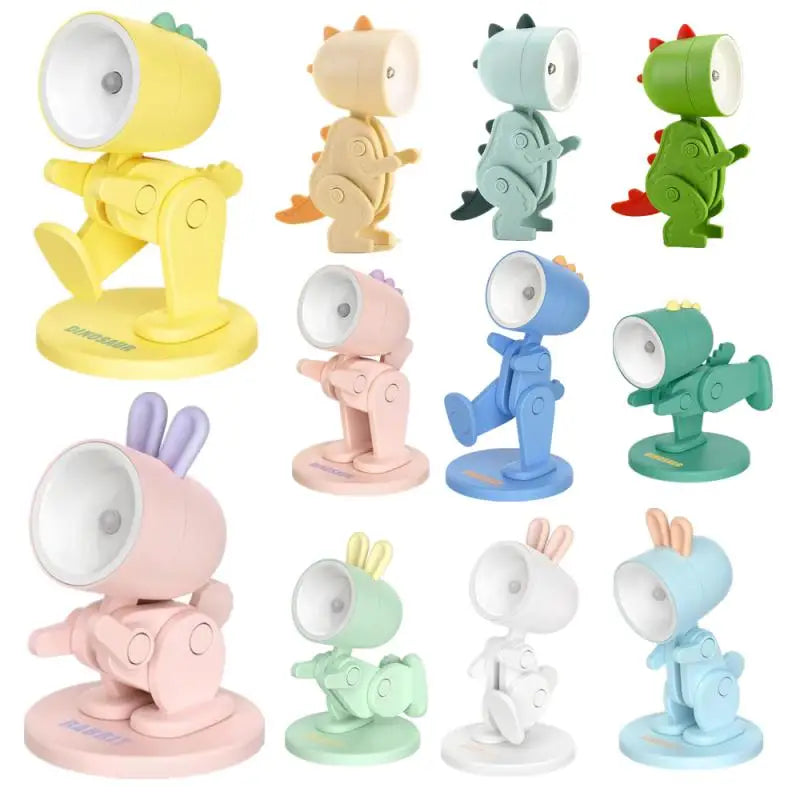 lampe table portable pliable jaune rouge bleu vert motif dinosaurien moderne emergency night light