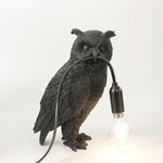lampe poser oiseau noir plumes modernes naturel chambre coucher ampoule filament câble électrique
