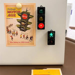 feu circulation aimants décoration maison noël dessins animés autocollants magnétiques réfrigérateur rond lumineux