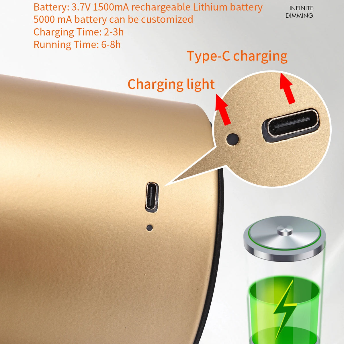 Lampe de bureau champignon rechargeable