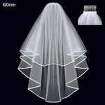 voile mariée blanc tulle fin noeuds satinés clips élégants classiques deux couches transparents