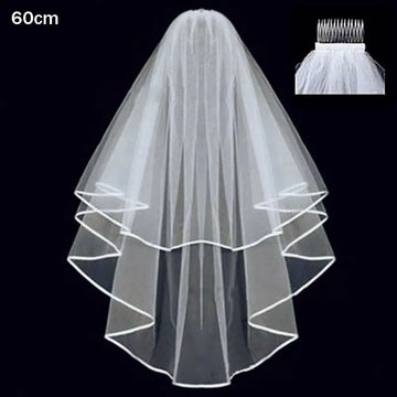 voile mariée blanc tulle fin noeuds satinés clips élégants classiques deux couches transparents