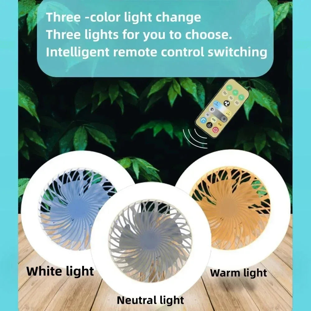 ventilateur lampe led blanc moderne minimaliste vitesses télécommande e27 ac85 265v