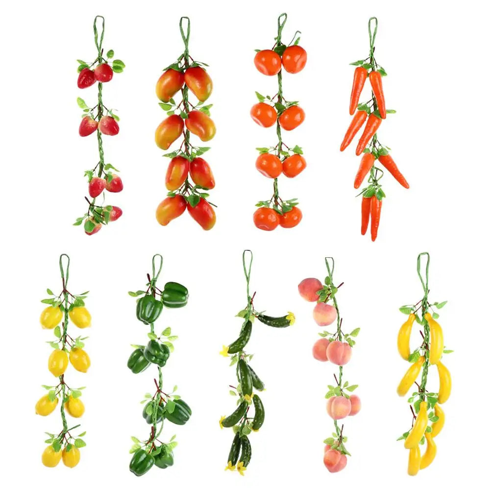 décoration murale guirlande fruits artificiels moderne réaliste clips vert rouge jauneintérieur