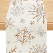 nappe table noel flocons neige motifs relief festive decoration crème argent doré