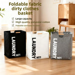 panier linge pliable tissu texturé noir blanc gris moderne poignées bois étanche grande capacité