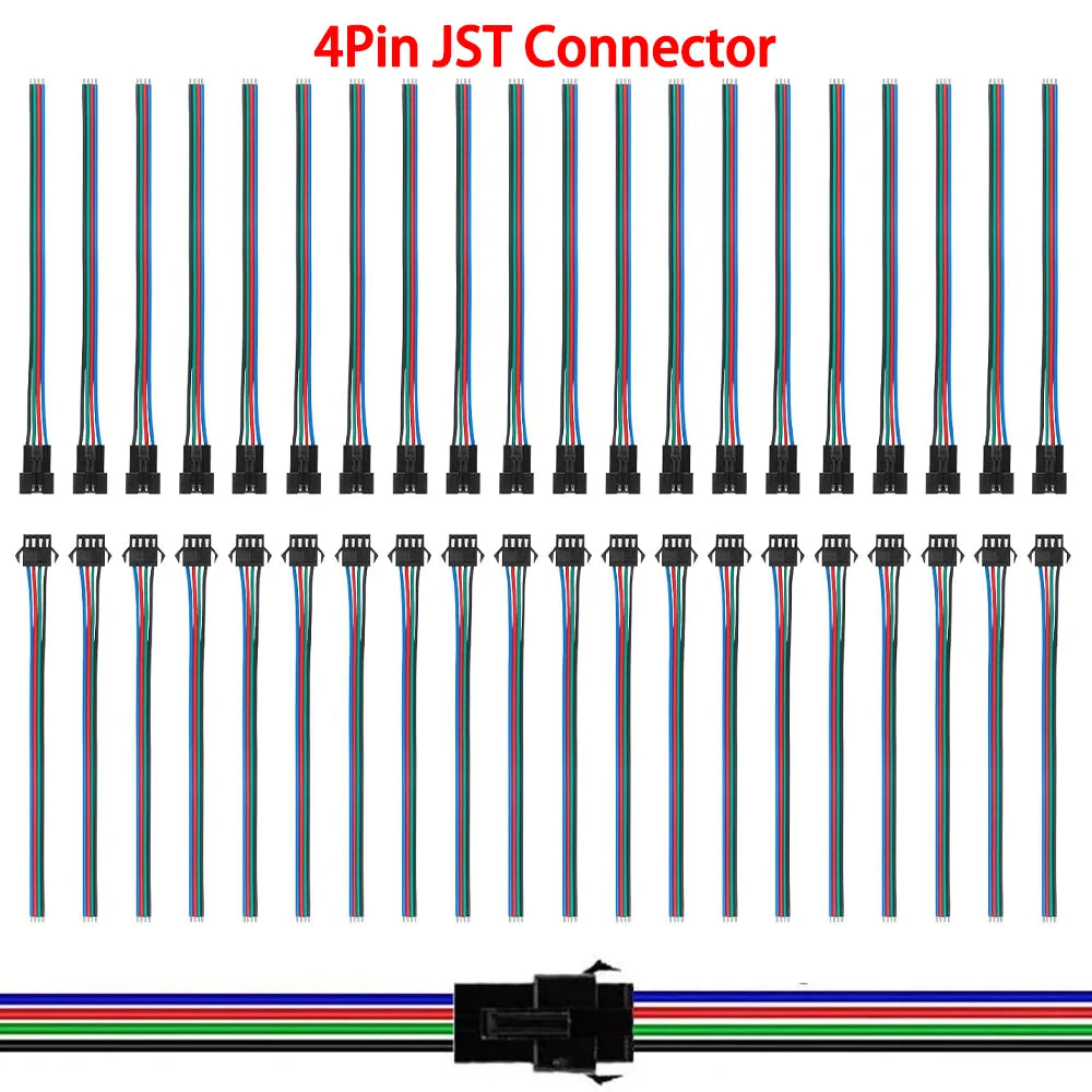 connecteur led jst broches noir câbles multicolores plat certification