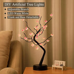 arbre artificiel lumineux veilleuse usb led base circulaire noir rose clair moderne minimaliste