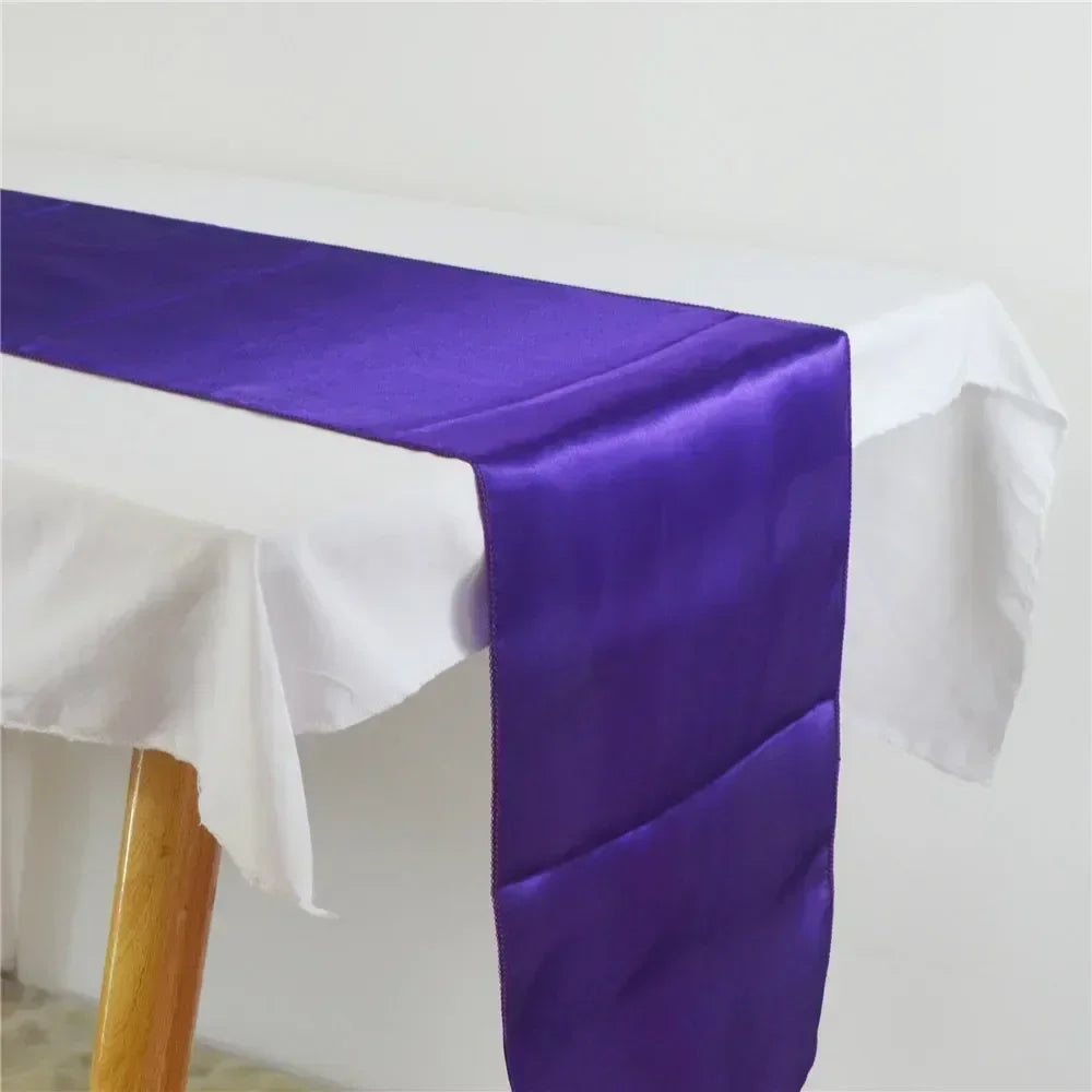 chemin table violet uni satin moderne décoration mariage fête anniversaire maison luxe chic