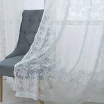 rideau broderie florale blanc transparent classique deux panneaux polyester coton moderne chambre salon