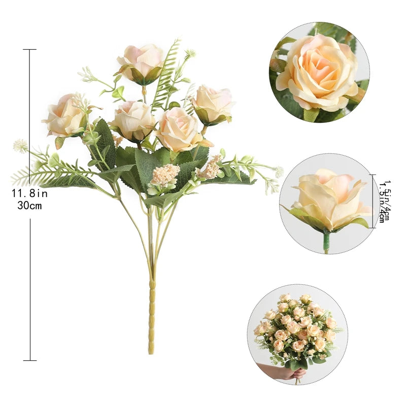 décoration intérieure bouquet roses artificielles soie blanc rouge modernes anniversaire mariage baby shower