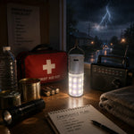 lampe camping rechargeable led transparente moderne compact crochet usb blanc