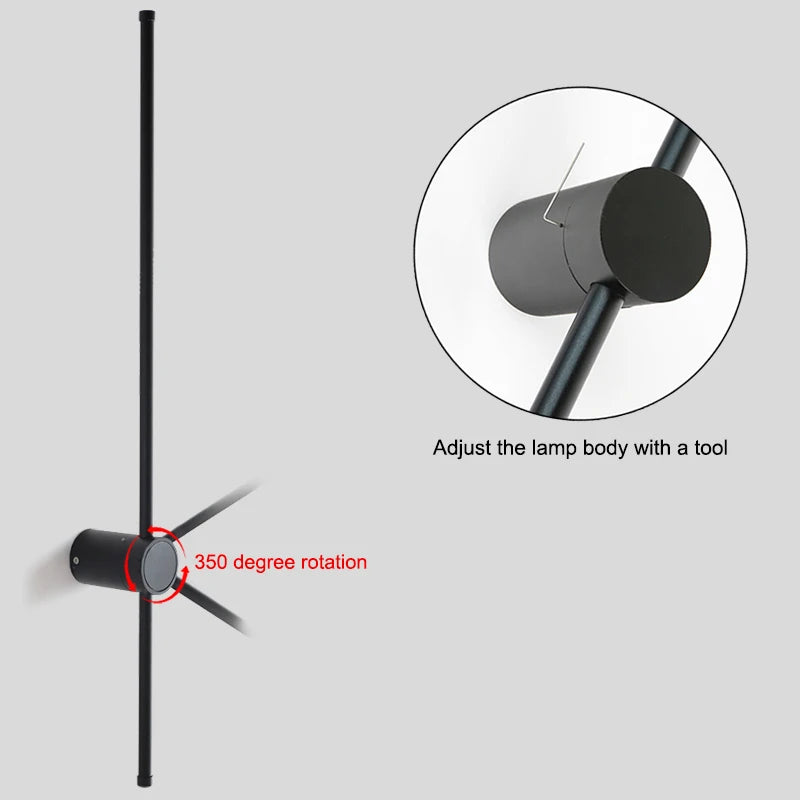 lampe murale led moderne noire 80cm minimaliste éclairage chambre cuisine