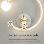 lampe murale moderne astronaute étoiles lune blanc doré crème minimaliste chambre enfant