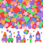 sticker géométrique mousse adhésif créatif enfantin 600 pièces formes rouges verts bleus violet orange