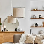 Suspension lumineuse moderne toile lin beige clair interrupteur tactile chambre salonhôtel