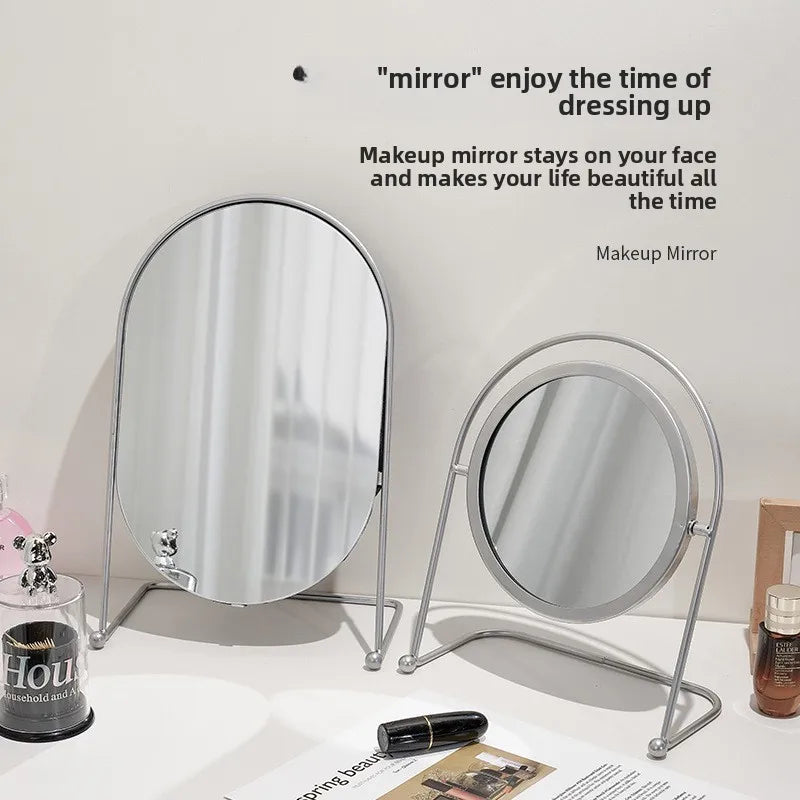 miroir maquillage argenté moderne portable ovale pouces pieds solides aluminium lisse salon chambre bain