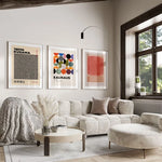 affiches murales contemporaines multicolores géométriques cadre bois salon chambre decoration abstraite zébrée graphique minimaliste