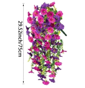 guirlande suspendue fleurs artificielles violet rose moderne décoration maison extérieure crochets 75cm