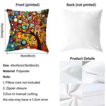 housse coussin multicolore arbre abstrait moderne polyester 45x45cm zip invisible facile laver canapé lit