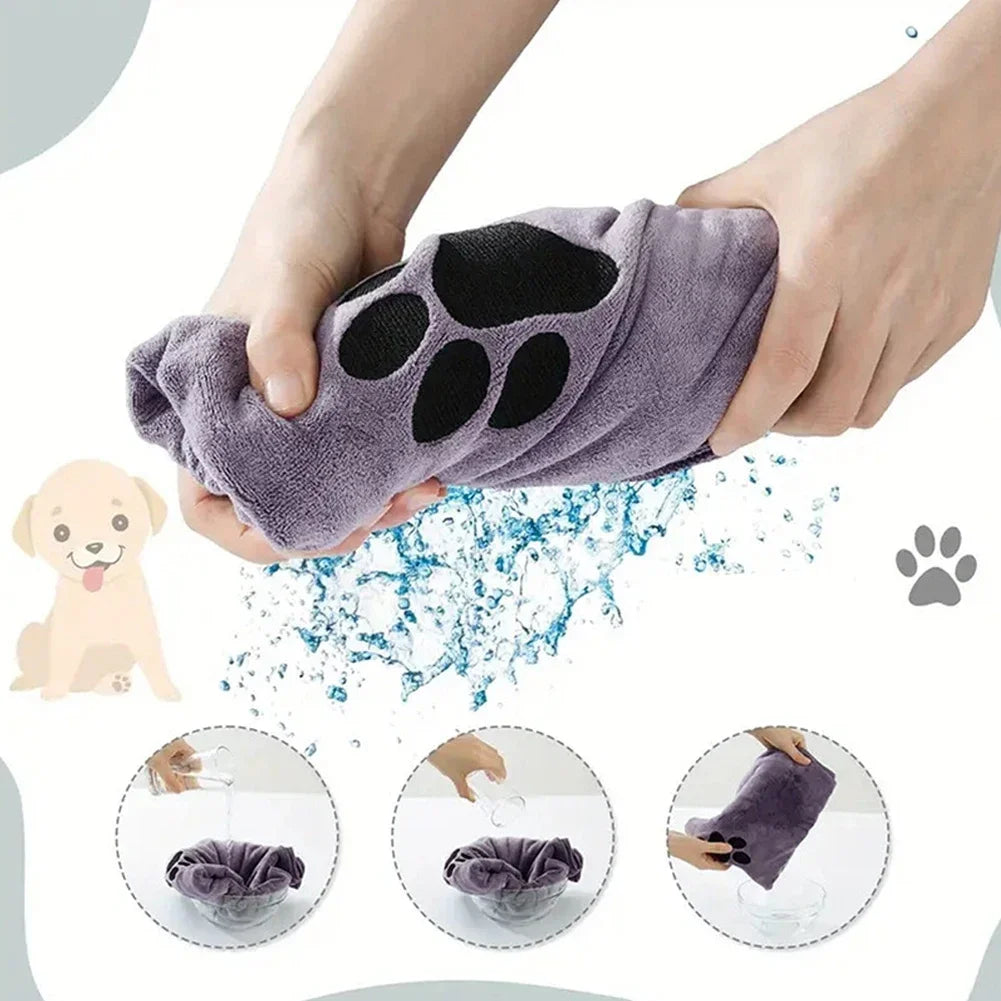 serviette bain animaux patte noire gris rose marron douce moderne absorbante 75cm 100cm