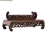 support plantes bois sculpté artisanal marron décoration jardin traditionnelle stand fleurs pots miniatures