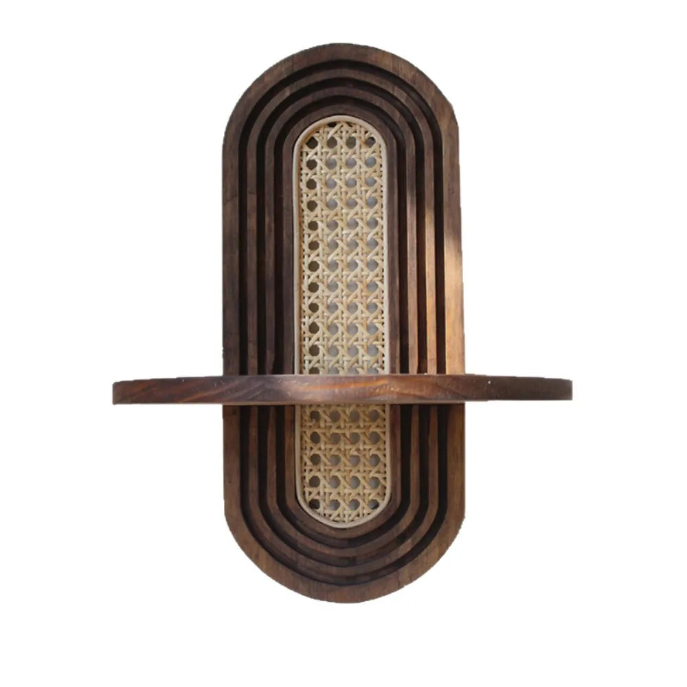 étagère murale bois rattan géométrique moderne boho chic fixations incluses plante artificielle