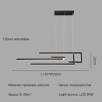 suspension lumineuse moderne rectangulaire noir doré éclairage led réglable chambre salon