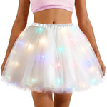 Jupe tutu lumineuse LED bleu rouge blanc moderne festive femme carnaval
