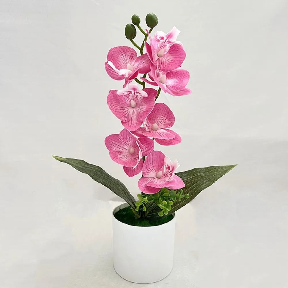 Orchidée artificielle rose pot blanc fleurs blanches intérieur décoration moderne salon événement